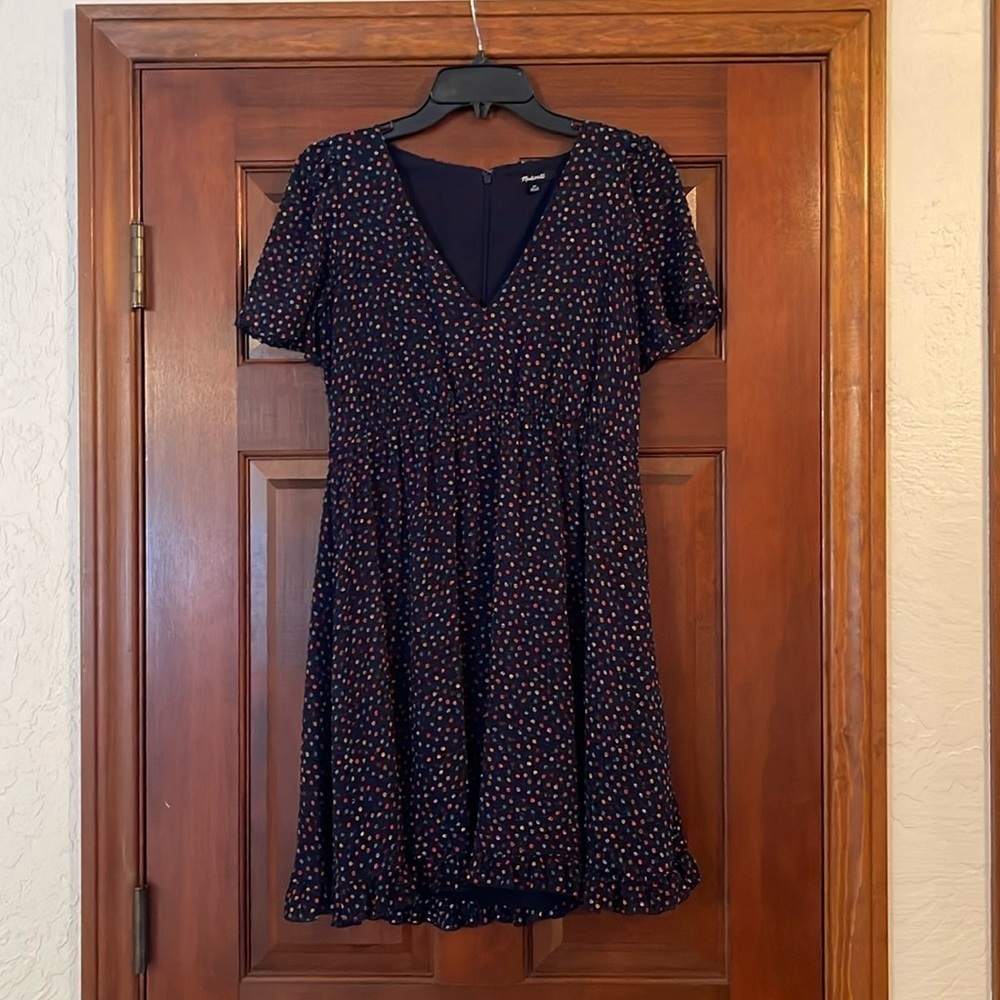 Madewell dot ruffle dress navy size 00 - Picture 3 of 7